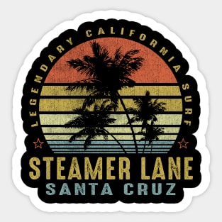 Steamer Lane Retro Palm Sunset - Beach Gift Sticker